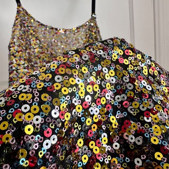 Free People Intimately Size M Multicolor Sequin Slip Dress Colorful Party - Picture 2 of 12